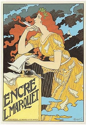 Image du vendeur pour Encre L Marquet Victorian Art Nouveau Poster Advertising Postcard mis en vente par Postcard Finder