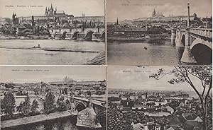 Praha Prague River Boats 4x Antique Postcard s