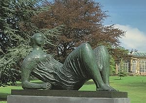 Henry Moore Draped Reclining Figure Yorkshire Statue Postcard