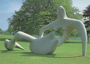 Henry Moore Large Reclining Figure Yorkshire Statue Postcard