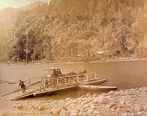 Ferry on South Island river with horse and carriage