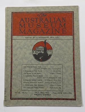 Bild des Verkufers fr The Australian Museum Magazine - Vol. III. No. 4 October-December 1927 zum Verkauf von Renaissance Books, ANZAAB / ILAB
