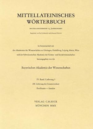 Immagine del venditore per Mittellateinisches Wrterbuch 38. Lieferung (florificatio - frendor) venduto da AHA-BUCH GmbH