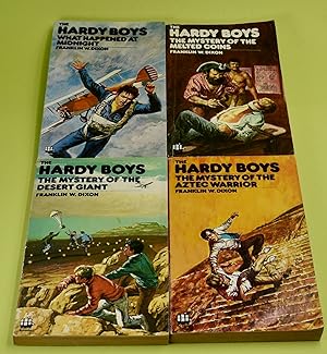Seller image for Four Separate Paperbacks. The Hardy Boys.' The Mystery of the Aztec Warrio'r, 'The Desert Giant', 'The Melted Coins' and 'What Happened at Midnight'. for sale by Libris Books