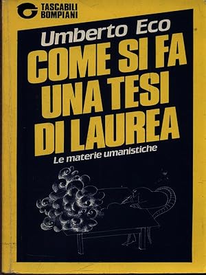 Immagine del venditore per Come si fa una tesi di laurea venduto da Librodifaccia