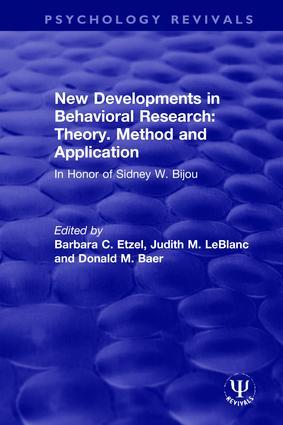 Image du vendeur pour New Developments in Behavioral Research: Theory, Method and Application mis en vente par moluna