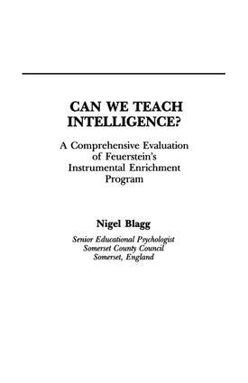 Bild des Verkufers fr Blagg, N: Can We Teach Intelligence? zum Verkauf von moluna