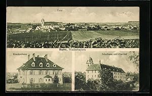 Ansichtskarte Rohr i. Niederbayern, Totalansicht, Krankenhaus, Schulhaus und Pfarrhof