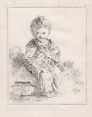 Seller image for (A child sitting with a stick in their hand) - Kind / children / Kinder for sale by Antiquariat Steffen Vlkel GmbH