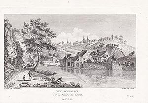 Seller image for "Vue d'Avalon, Sur la Riviere du Cousin" - Avallon Yonne Bourgogne Ansicht view vue for sale by Antiquariat Steffen Vlkel GmbH