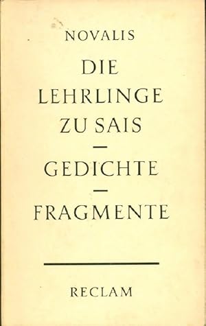 Image du vendeur pour Die lehrlinge zu sais / Gedichte / Fragmente - Novalis mis en vente par Book Hmisphres