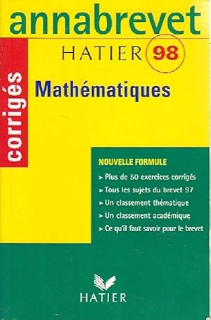 Math matiques Brevet Corrig s 1998 - Bernard Demeillers