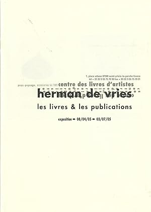 Imagen del vendedor de Herman de Vries; Les Livres & les Publications a la venta por Robin Bledsoe, Bookseller (ABAA)