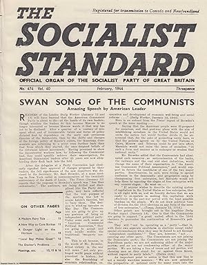 Seller image for Swan Song of The Communists. Amazing Speech by American Leader. A short article contained in a complete 8 page issue of The Socialist Standard, The Socialist Party of Great Britain, November 1929. No 303, Vol 27. for sale by Cosmo Books