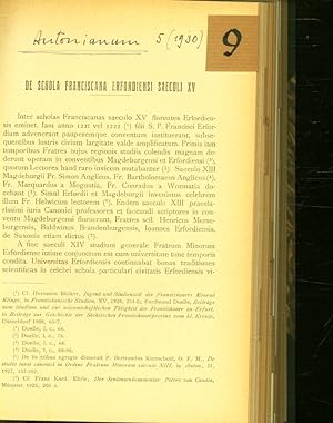 Bild des Verkufers fr De schola franciscana Erfordiensi s. XV. zum Verkauf von Antiquariat Bookfarm