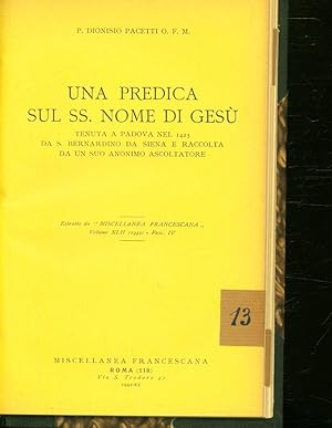 Seller image for Una predica sul SS. Nome di Ges a Padua 1423. for sale by Antiquariat Bookfarm