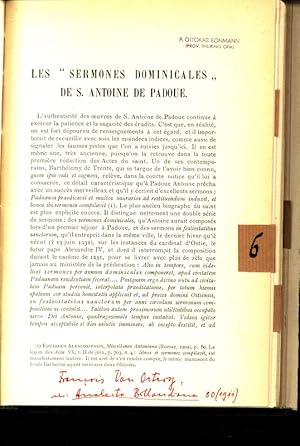 Bild des Verkufers fr Les "Sermones Dominicales" de S. Antoine de Padoue. zum Verkauf von Antiquariat Bookfarm