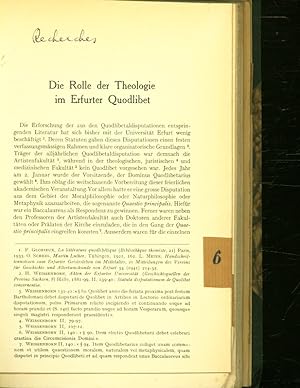 Bild des Verkufers fr Die Rolle der Theologie im Erfurter Quodlibet. zum Verkauf von Antiquariat Bookfarm
