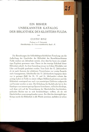 Image du vendeur pour Ein bisher unbekannter Katalog der Bibliothek des Klosters Fulda. mis en vente par Antiquariat Bookfarm