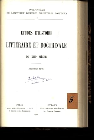 Bild des Verkufers fr Etudes d'histoire littraire et doctrinale du XIIIe sicle. Bd 2. zum Verkauf von Antiquariat Bookfarm
