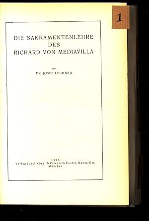 Bild des Verkufers fr Die Sakramentenlehre des Richard von Me-diavilla. zum Verkauf von Antiquariat Bookfarm