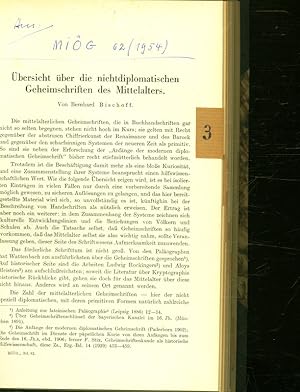 Bild des Verkufers fr bersicht ber die nichtdiplomatischen Geheimschriften des Mittelalters. zum Verkauf von Antiquariat Bookfarm