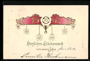Bild des Verkufers fr Ansichtskarte Jahreszahl 1903 in goldenen Ziffern und hngenden Kleeblttern, Neujahrsgruss zum Verkauf von Bartko-Reher