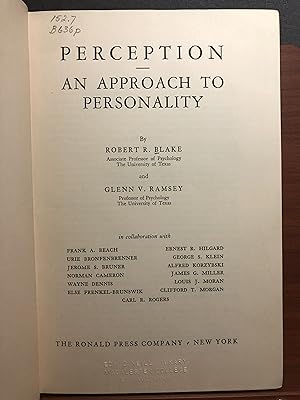 Immagine del venditore per Perception: An Approach to Personality venduto da Rosario Beach Rare Books