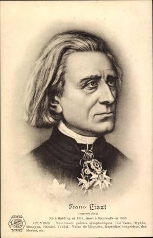 Bild des Verkufers fr Ansichtskarte / Postkarte Komponist Franz Liszt, Portrait zum Verkauf von akpool GmbH