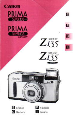 Bedienungsanleitung Canon Prima Super 135. Canon Prima Super 135 Caption. Englisch, Deutsch, Fran...