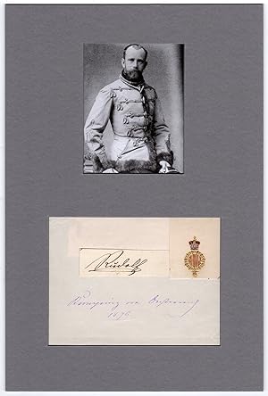 Rudolf (1858-1889) - Early signature matted with photograph