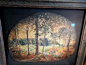Lichter Wald. Großes Teilstück eines originalen Gemäldes. Gerettet aus dem Atelier-Brand des Jahr...