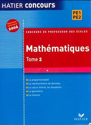 Concours de professeur des  coles Math matiques Tome II - Roland Charnay