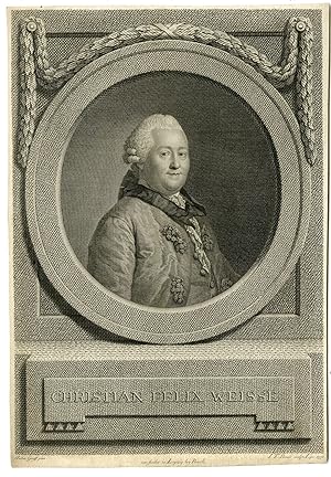 Bild des Verkufers fr Antique Print-CHRISTIAN FELIX WEISSE-WRITER-PORTRAIT-Bause-Graff-1771 zum Verkauf von Pictura Prints, Art & Books