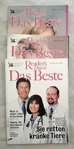 Readers Digest: Das Beste - Konvolut von 3 Heften 2000, Februar, März, April.