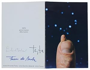 BIGLIETTO AUGURI 1970 "anno nuovo, dito nuovo" CON FIRMA AUTOGRAFA: