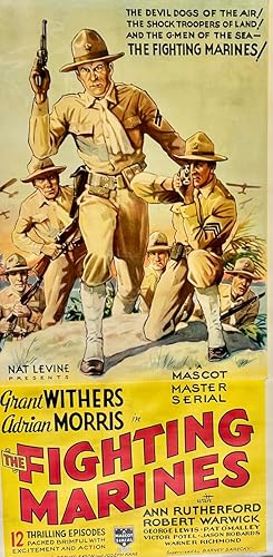 "THE FIGHTING MARINES" ORIGINAL 3-SHEET POSTER 1935 LINEN-BACKED