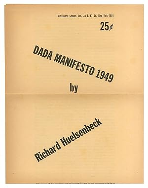 Bild des Verkufers fr Dada Manifesto 1949 zum Verkauf von Between the Covers-Rare Books, Inc. ABAA