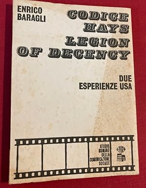 Immagine del venditore per Codice Hays. Legion of Decency. Due Esperienze U.S.A. venduto da Plurabelle Books Ltd