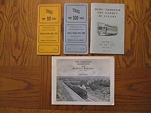 Seller image for Railway Booklet Lot of Four (4), including: Ride Through the Garden of Canada (A Short History of the Hamilton, Grimsby & Beamsville Electric Railway Co. 1894 - 1931) Third Printing 1991 Grimsby, Ontario; The Toronto, Hamilton and Buffalo Railway (Volume One) 1993 Orangeville, Ontario, and; TH&B Time Table #99 (1979) and #100 (1980) for sale by Clarkean Books