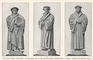 Bild des Verkufers fr geb. 16. Februar 1497 zu Bretten, gest. 19. April 1560. Die Statuen von Luther, Melanchthon und Bugenhagen fr die Halle des Melanchthon-Gedchtnishaus in Bretten. zum Verkauf von Antiquariat Hild
