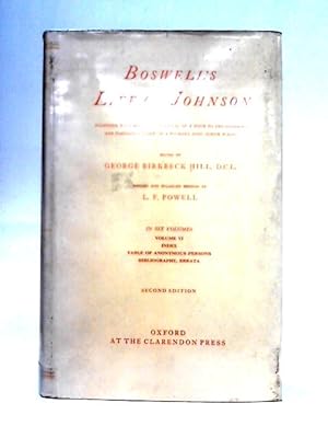 Bild des Verkufers fr Boswell's Life of Johnson Volume VI zum Verkauf von World of Rare Books