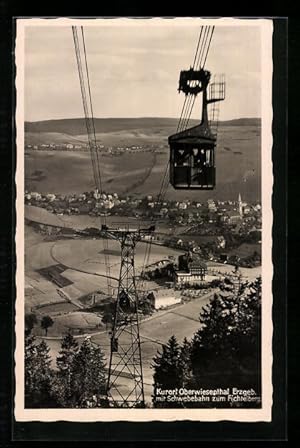 Ansichtskarte Oberwiesenthal /Erzgeb., Teilansicht mit Schwebebahn zum Fichtelberg