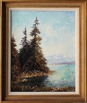 "Vorfrühling zwischen Tutzing und Bernried" originales Gemälde, Öl auf Leinwand ca. 61x49cm; unte...