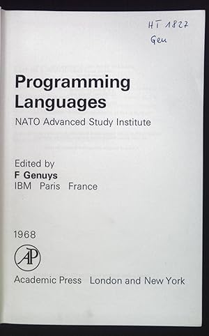 Programming Languages. NATO Advanced Study Institute.