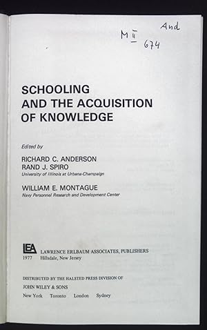 Bild des Verkufers fr Schooling and the Acquisition of Knowledge. zum Verkauf von books4less (Versandantiquariat Petra Gros GmbH & Co. KG)