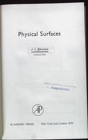 Seller image for Physical Surfaces. Physical Chemistry, Volume 20. for sale by books4less (Versandantiquariat Petra Gros GmbH & Co. KG)