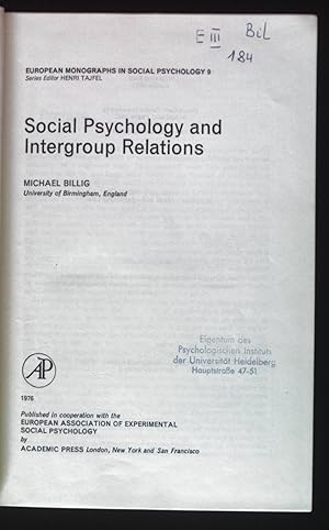 Bild des Verkufers fr Social Psychology and Intergroup Relations. European Monographs in Social Psychology 9. zum Verkauf von books4less (Versandantiquariat Petra Gros GmbH & Co. KG)