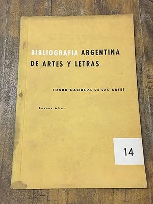 Imagen del vendedor de Bibliografia Argentina de las Artes y Letras N 14 a la venta por Libros nicos