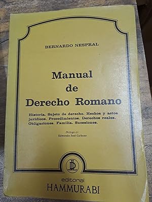 Imagen del vendedor de Manual de Derecho Romano a la venta por Libros nicos